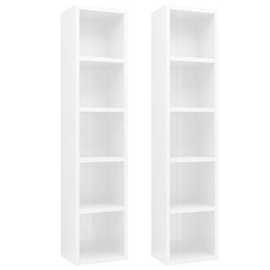 vidaXL Armoires à CD 2 pcs Blanc brillant 21x16x93,5 cm product