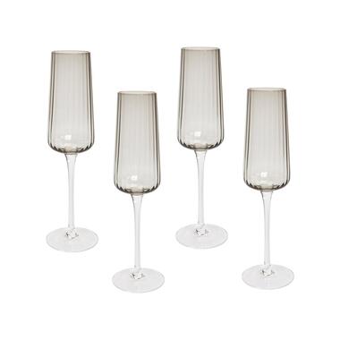 QUARTZ - Champagne glazen set van 4 - Grijs - Glas product