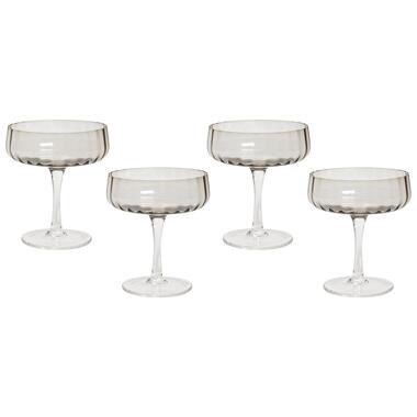 QUARTZ - Champagnecoupe set van 4 - Grijs - Glas product