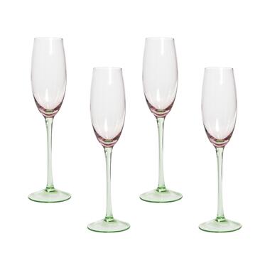 DIOPSIDE - Champagne glazen set van 4 - Roze/Groen - Glas product