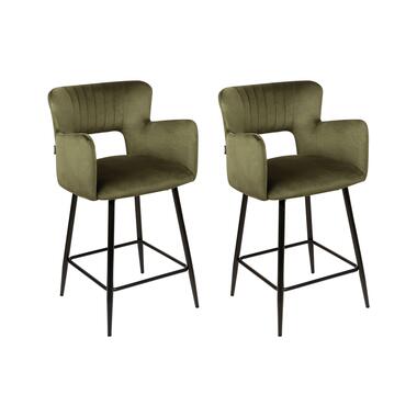 Tabouret de bar Set de 2 Velours Vert olive SANILAC product