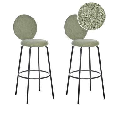 EMERY - Barkruk set van 2 - Lichtgroen - Bouclé product