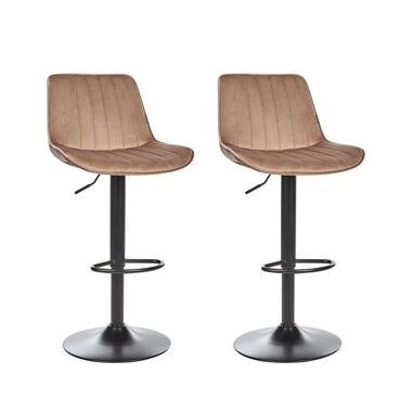 Lot de 2 chaises de bar DUBROVNIK Velours Marron clair product