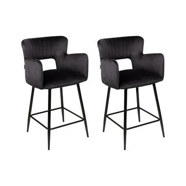 Tabouret de bar Set de 2 Velours Noir SANILAC product