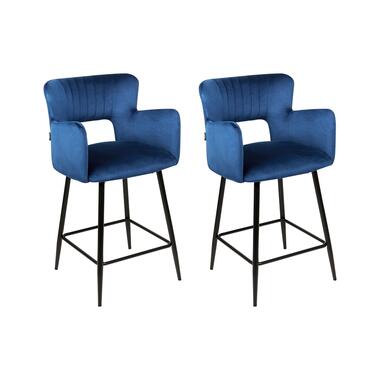 Tabouret de bar Set de 2 Velours Bleu marine SANILAC product