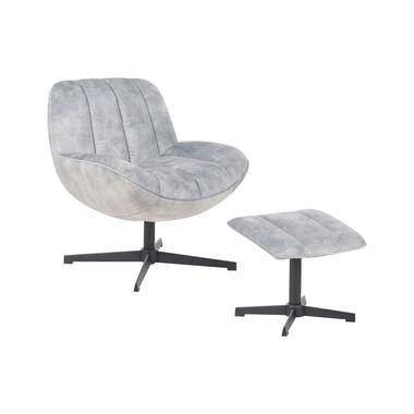 Chaise avec repose-pied LIA Velours Gris clair product