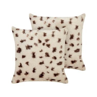 Lot de 2 coussins KASRA Fourrure synthétique 45 x 45 cm Abstrait Beige clair product