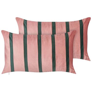 CRODYLINE - Sierkussen set van 2 - Roze/Groen - 35 x 60 cm - Fluweel product