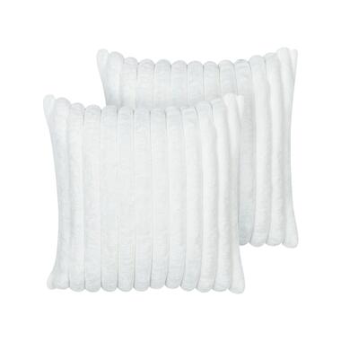 Lot de 2 coussins RAKYA Fourrure synthétique 45 x 45 cm Unicolore Touffeté Blanc product