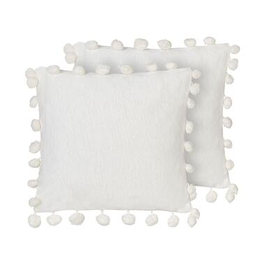 JASMINE - Sierkussen set van 2 - Wit - 45 x 45 cm - Polyester product