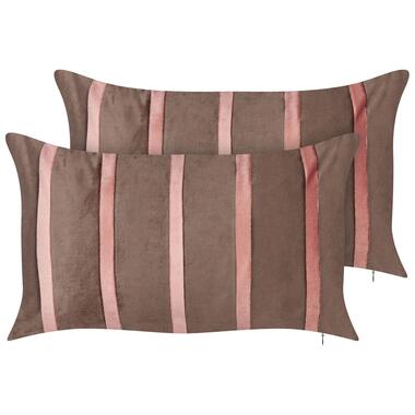 CRODYLINE - Sierkussen set van 2 - Bruin/Roze - 35 x 60 cm - Fluweel product