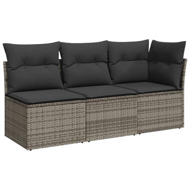 vidaXL Canapé de jardin avec coussins 3 places gris résine tressée product