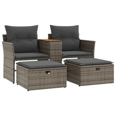 vidaXL Canapé de jardin 2 places avec tabourets gris résine tressée product