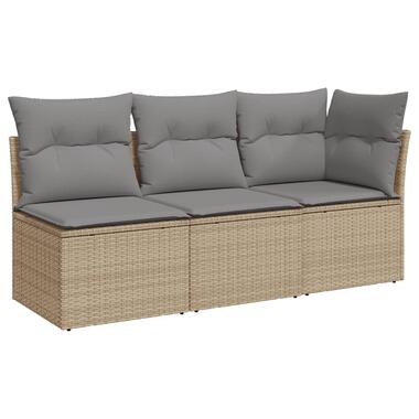 vidaXL Canapé de jardin avec coussins 3 places beige résine tressée product