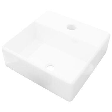 vidaXL Lavabo carré à trou pour robinet Céramique Blanc product