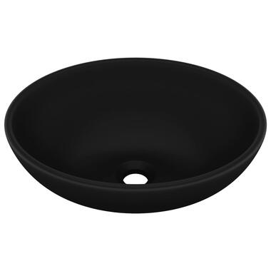 vidaXL Lavabo ovale de luxe Noir mat 40x33 cm Céramique product