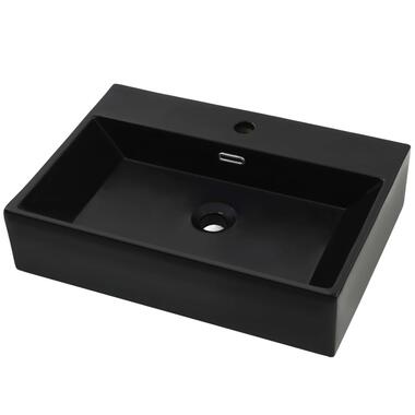 vidaXL Vasque avec trou de robinet en céramique Noir 60,5x42,5x14,5 cm product