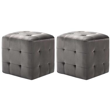 vidaXL 2 pcs Poufs Gris 30 x 30 x 30 cm Tissu velours product