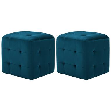 vidaXL 2 pcs Poufs Bleu 30 x 30 x 30 cm Tissu velours product