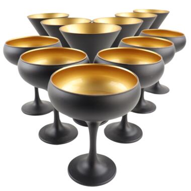 OTIX Glazen Set van 12 Martini Glazen Champagnecoupe Zwart product