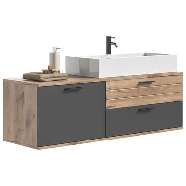 Hioshop Mason meuble sous lavabo 140cm 1 porte- 2 tiroirs gris-chêne product