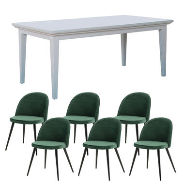 Hioshop Venedig ensemble pour salle à manger table à manger blanc 95x180/276 product