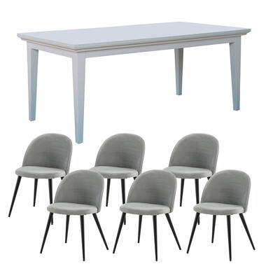 Hioshop Venedig ensemble pour salle à manger table à manger blanc 95x180/276 product