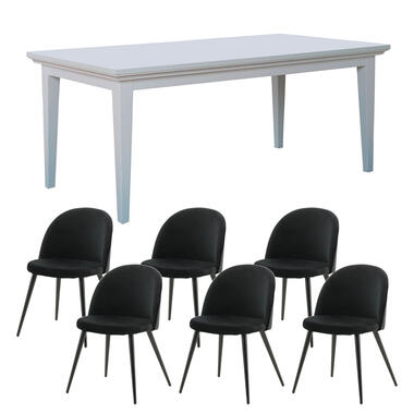 Hioshop Venedig ensemble pour salle à manger table à manger blanc 95x180/276 product