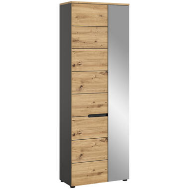 Hioshop Canu armoire de rangement 1 porte chêne décor- miroir product