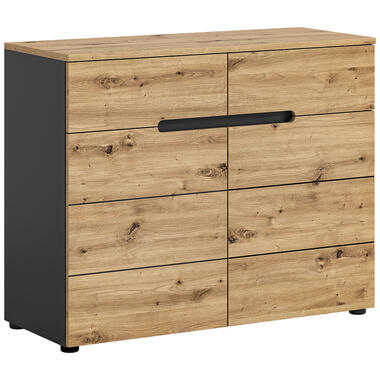 Hioshop Canu commode 2 tiroirs 2 portes chêne décor product