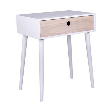 Pam Table de chevet avec 1 tiroir, teinte naturelle, blanc. product