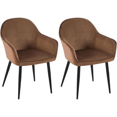 CLP Lot de 2 chaise salle à manger Boise Noir Cadre - Velours - Marron product