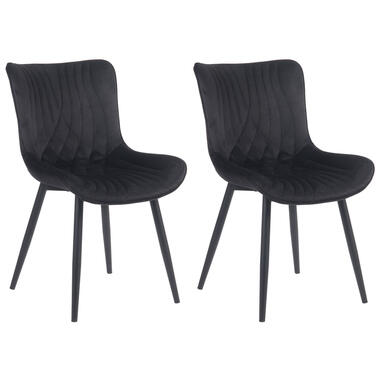 CLP Lot de 2 chaise salle à manger Brady Noir Cadre - Velours - Noir product