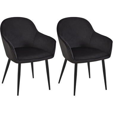 CLP Lot de 2 chaise salle à manger Boise Noir Cadre - Velours - Noir product