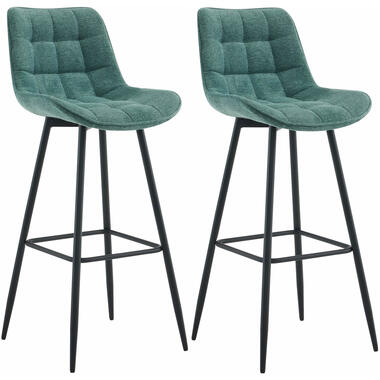 CLP Lot de 2 Tabouret de bar Dartford Noir mat Cadre - Tissu - Vert product