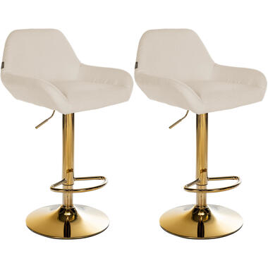 CLP Lot de 2 Tabouret de bar Braga Or Cadre - Tissu - Crème product