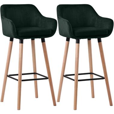 CLP Lot de 2 Tabouret de bar Grant Nature Cadre - Velours - Vert product