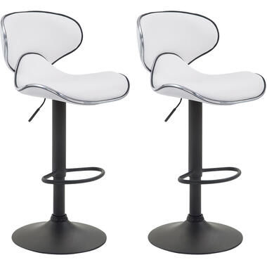 CLP Lot de 2 Tabouret de bar Las Vegas v2 Noir Cadre - Similicuir - Blanc product