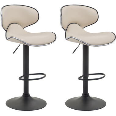 CLP Lot de 2 Tabouret de bar Las Vegas v2 Noir Cadre - Similicuir - Crème product