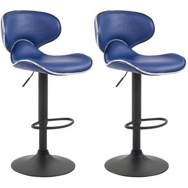 CLP Lot de 2 Tabouret de bar Las Vegas v2 Noir Cadre - Similicuir - Bleu product