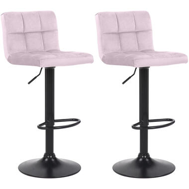 CLP Lot de 2 Tabouret de bar Feni Noir Cadre - Velours - Rose product