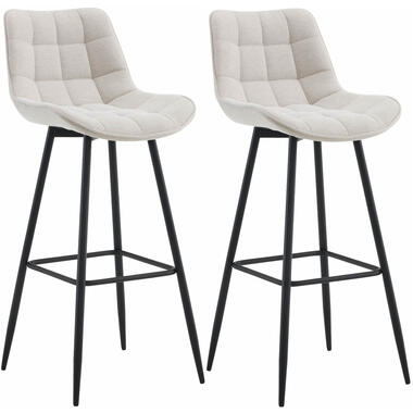 CLP Lot de 2 Tabouret de bar Dartford Noir mat Cadre - Tissu - Crème product