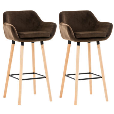 CLP Lot de 2 Tabouret de bar Grant Nature Cadre - Velours - Marron product