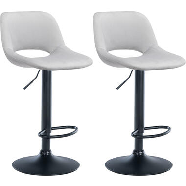 CLP Lot de 2 Tabouret de bar Camden Noir mat Cadre - Velours - Gris clair product