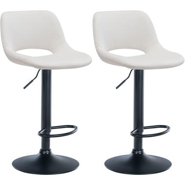 CLP Lot de 2 Tabouret de bar Camden Noir mat Cadre - Velours - Crème product