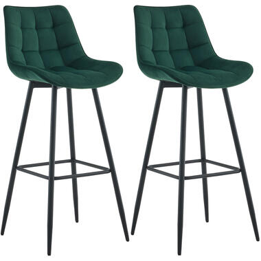 CLP Lot de 2 Tabouret de bar Dartford Noir mat Cadre - Velours - Vert product