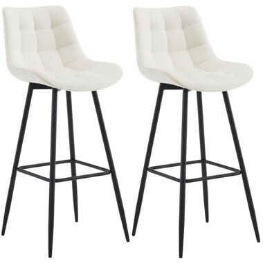 CLP Lot de 2 Tabouret de bar Dartford Noir mat Cadre - Velours - Crème product