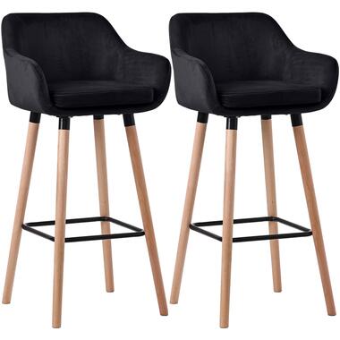 CLP Lot de 2 Tabouret de bar Grant Nature Cadre - Velours - Noir product