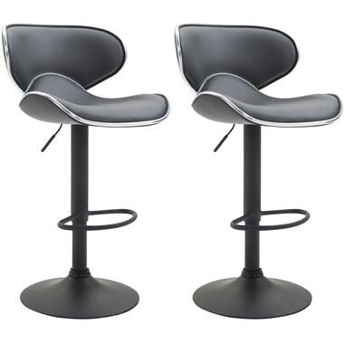 CLP Lot de 2 Tabouret de bar Las Vegas v2 Noir Cadre - Similicuir - Gris product