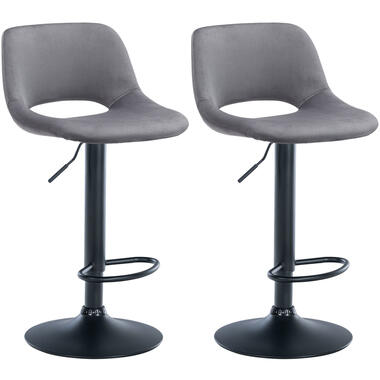 CLP Lot de 2 Tabouret de bar Camden Noir mat Cadre - Velours - Gris foncé product